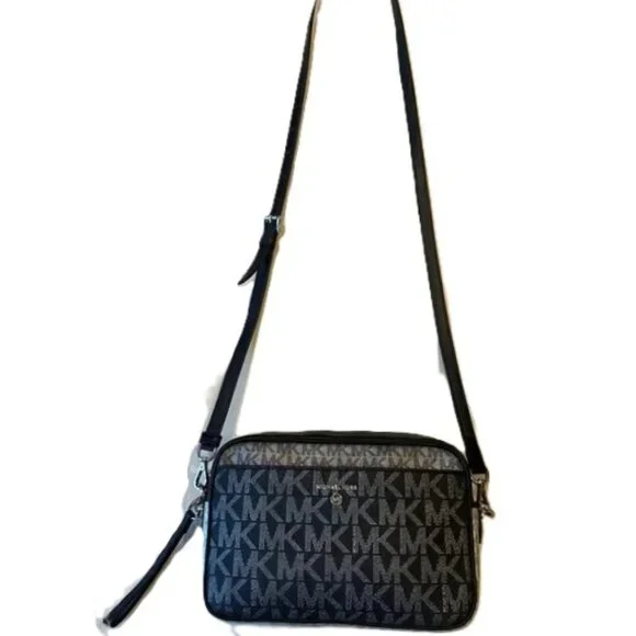 Michael Kors Black and Silver Logo Crossbody Bag - Picture 1 of 4